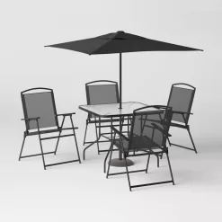 Room Essentials 6pc Patio Dining Set with Umbrella, Outdoor Furniture Set