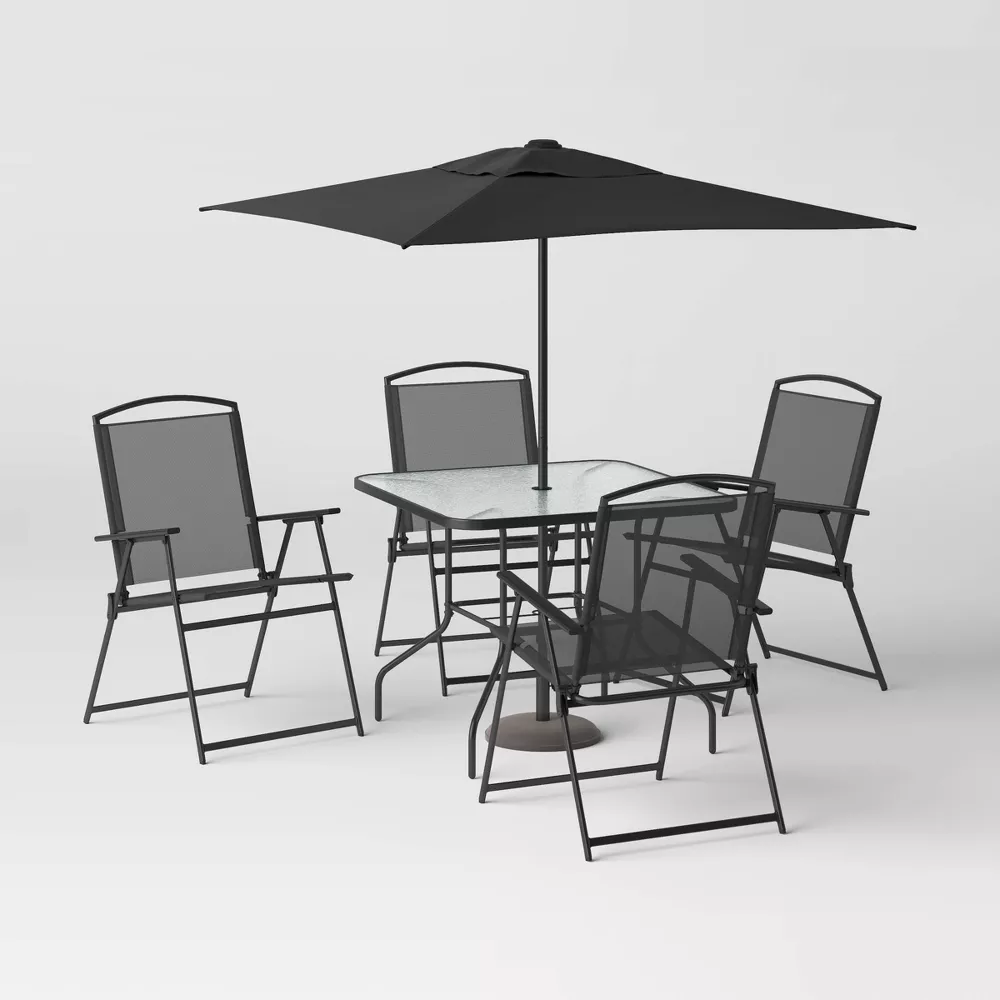Room Essentials 6pc Patio Dining Set with Umbrella, Outdoor Furniture Set