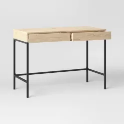Threshold Loring Wood Writing Desk with Drawers and Charging Station - Oak