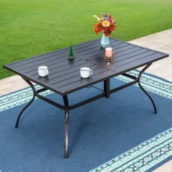Captiva Designs Outdoor Rectangle Steel Dining Table - Black