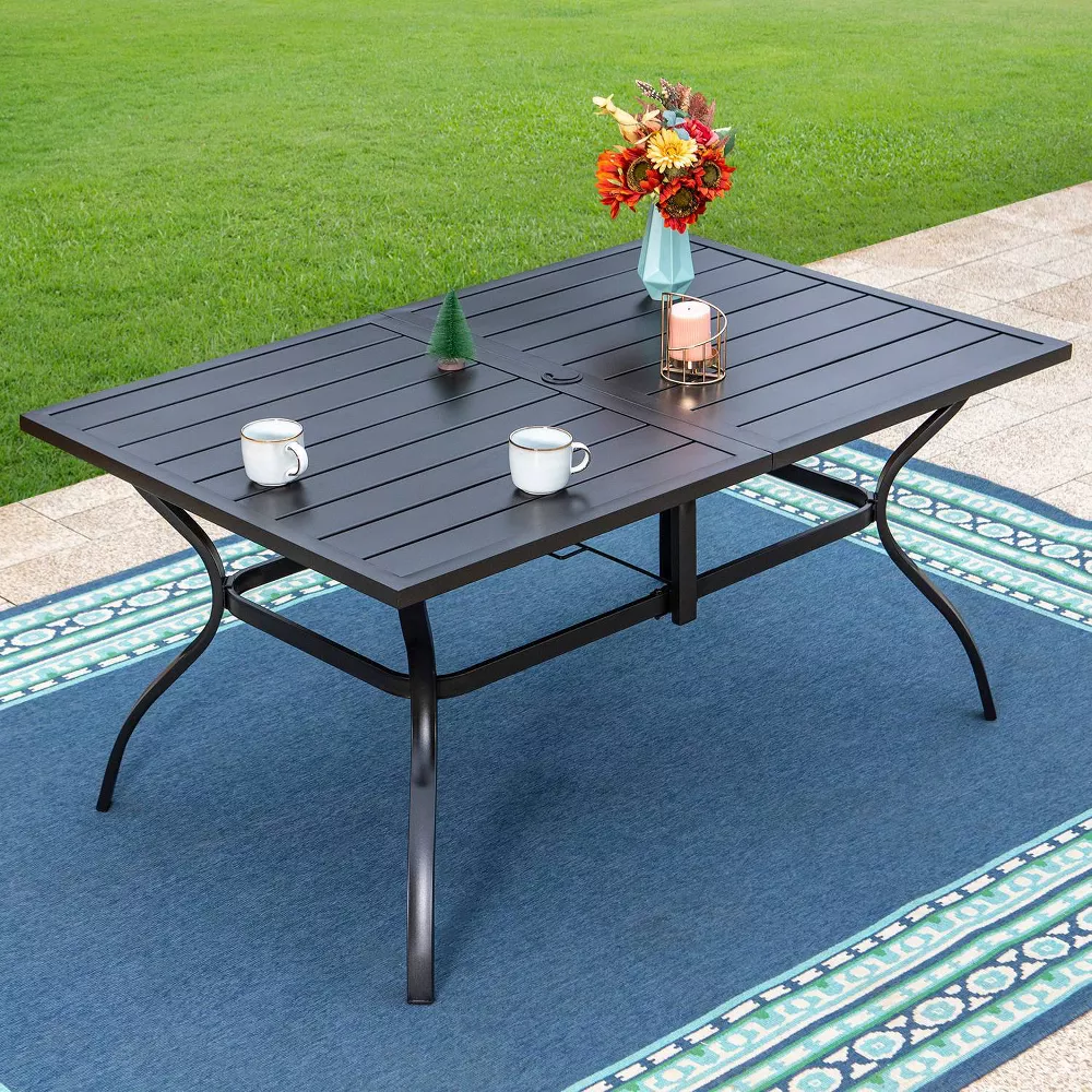 Captiva Designs Outdoor Rectangle Steel Dining Table - Black