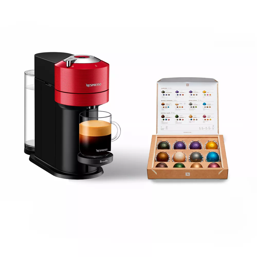 Nespresso Vertuo Next Bundle Coffee Maker and Espresso Machine by Breville - Red