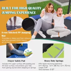 Costway 12FT Recreational Trampoline w/ Basketball Hoop Safety Enclosure Net Ladder
