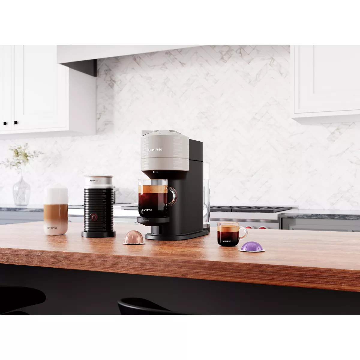 Nespresso Vertuo Next Espresso Roast Coffee Maker and Espresso Machine Bundle By Breville
