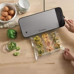 FoodSaver Select Vacuum Sealer with Dry/Moist Modes, Roll Storage and Cutter Bar, and Bags and Roll Starter Kit - Silver