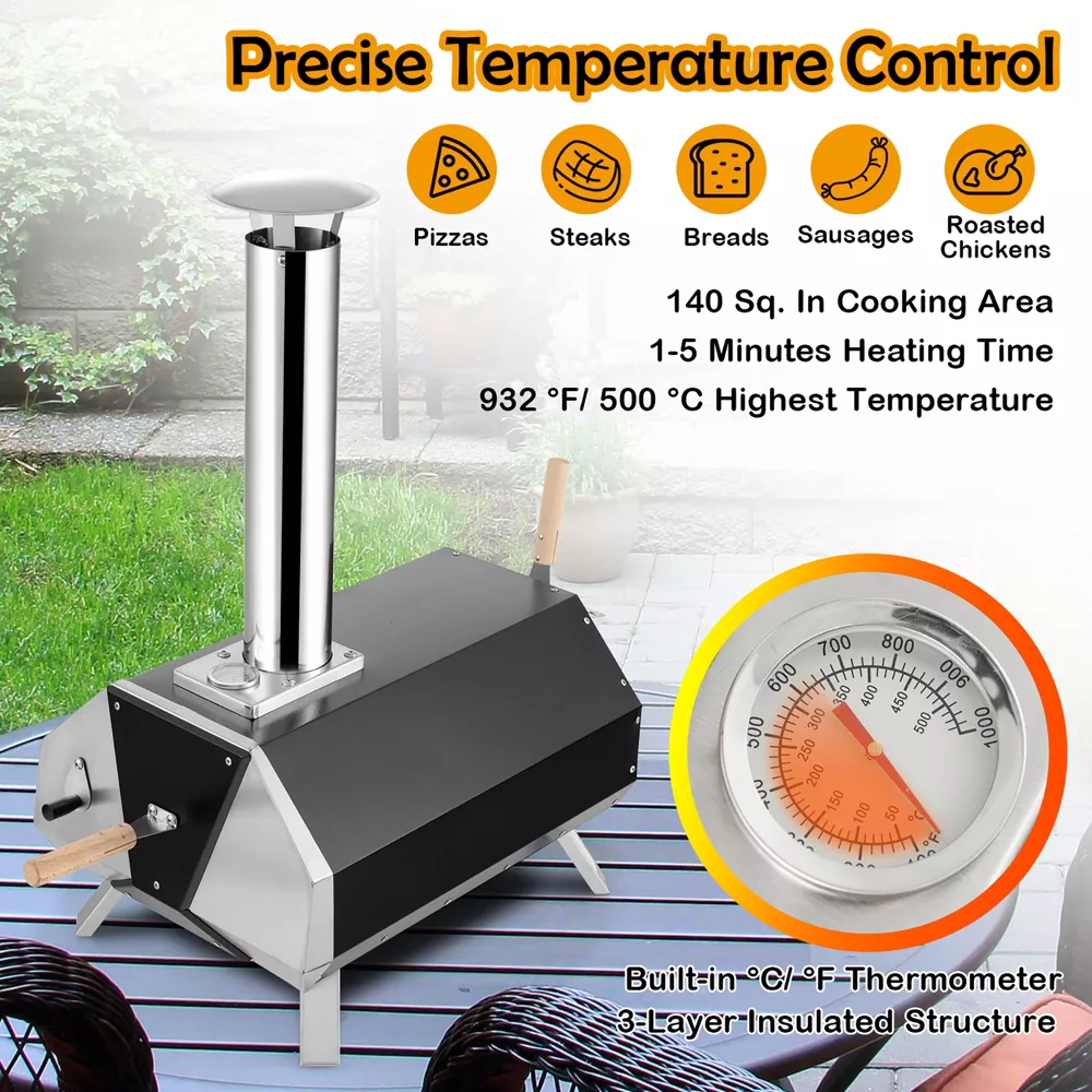 Costway Outdoor Pizza Oven Machine 12'' Pizza Grill Maker Portable with Foldable legs