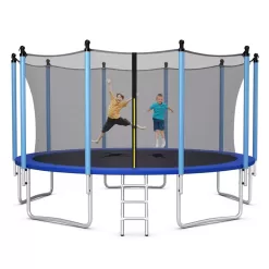 Costway 8/10/12/14/15/16FT Jumping Exercise Recreational Bounce Trampoline W/Safety Net