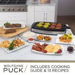 Wolfgang Puck XL Reversible Grill Griddle, Oversized Removable Cooking Plate, Nonstick Coating