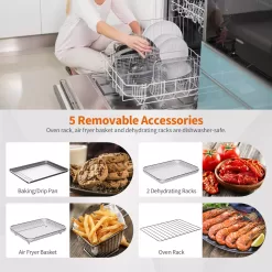 Costway 21QT Convection Air Fryer Toaster Oven 8-in-1 w/ 5 Accessories & Recipe