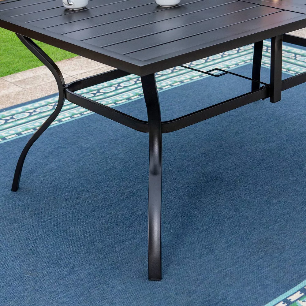 Captiva Designs Outdoor Rectangle Steel Dining Table - Black