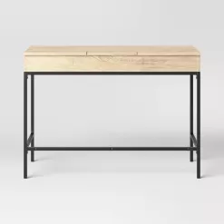 Threshold Loring Wood Writing Desk with Drawers and Charging Station - Oak