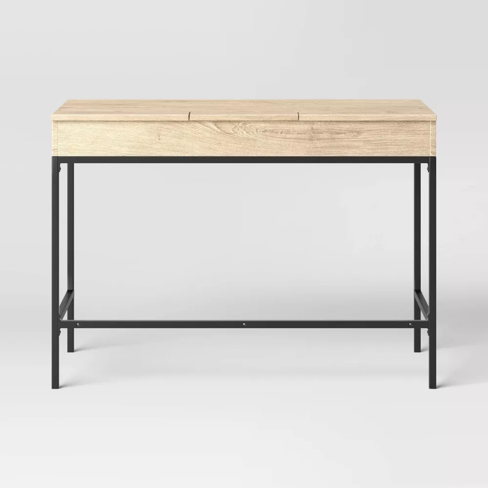 Threshold Loring Wood Writing Desk with Drawers and Charging Station - Oak