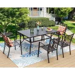 Captiva Designs Outdoor Rectangle Steel Dining Table - Black