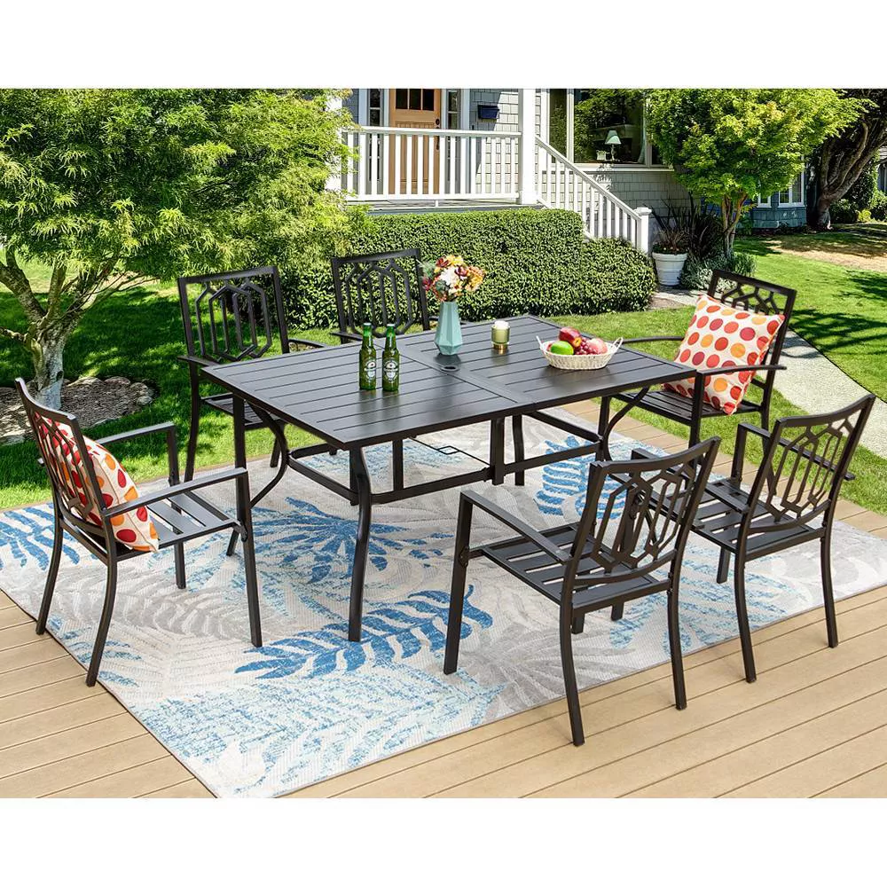 Captiva Designs Outdoor Rectangle Steel Dining Table - Black