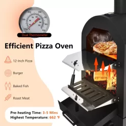 Costway Outdoor Pizza Oven Wood Fire Pizza Maker Grill w/ Pizza Stone & Waterproof Cover