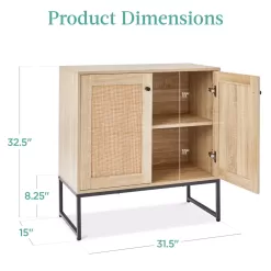 Best Choice Products 2-Door Rattan Storage Cabinet, Accent Furniture, Cupboard w/ Non-Scratch Foot Pads