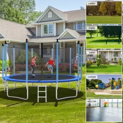 Costway 8/10/12/14/15/16FT Jumping Exercise Recreational Bounce Trampoline W/Safety Net