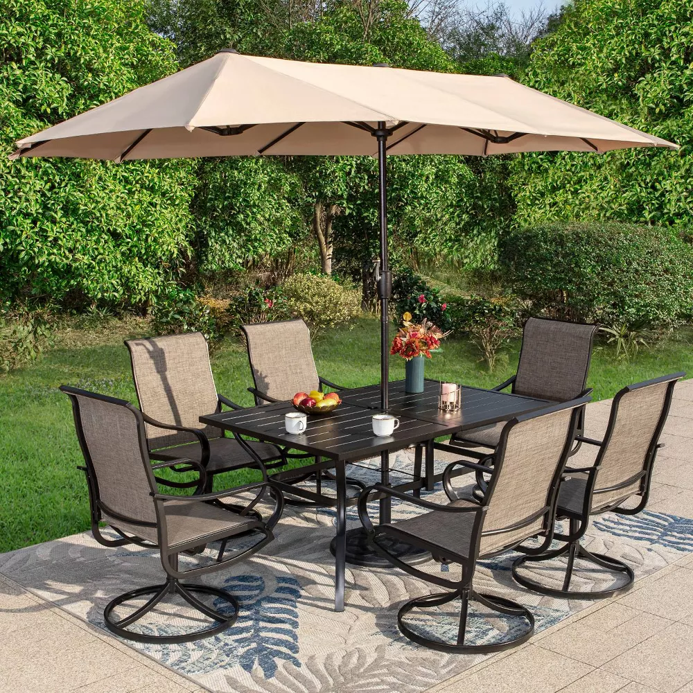 Captiva Designs Outdoor Rectangle Steel Dining Table - Black