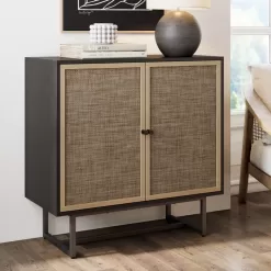 Nathan James Kova Wood and Rattan Storage Cabinet