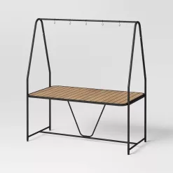 Room Essentials Rectangle A-Frame Pergola Outdoor Patio Dining Table Black