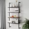 Nathan James 64" Wood and Metal 4 Tier Wall Mount Floating Bookshelf