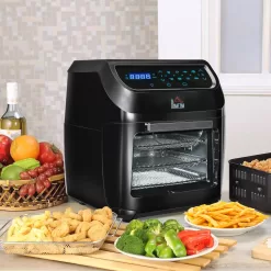 HOMCOM 12 QT Air Fry Oven, 8 In 1 Countertop Oven Combo with Air Fry, Roast, Broil, Bake and Dehydrate, 1700W with Accessories and LED Display, Black
