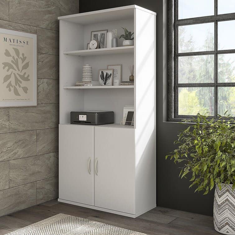 Bush Business Furniture Hybrid 73'' H x 36'' W Standard Bookcase - White