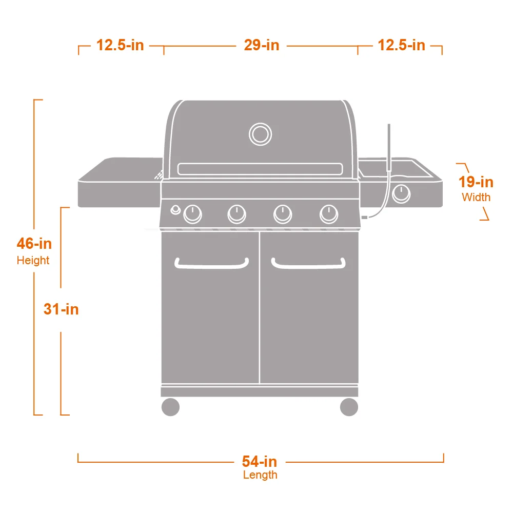 Monument Grills 4-Burner Liquid Propane 60000 BTU Gas Grill Stainless with Side Burner