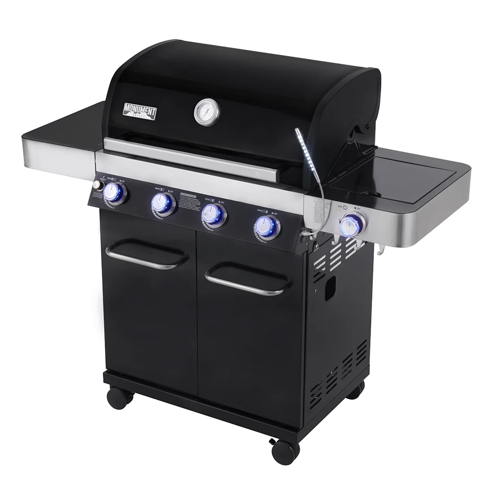 Monument Grills 4-Burner Liquid Propane 60000 BTU Gas Grill Stainless with Side Burner