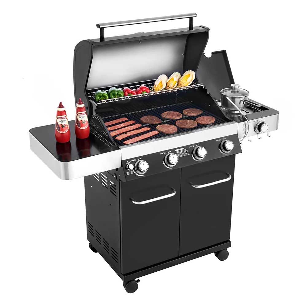 Monument Grills 4-Burner Liquid Propane 60000 BTU Gas Grill Stainless with Side Burner