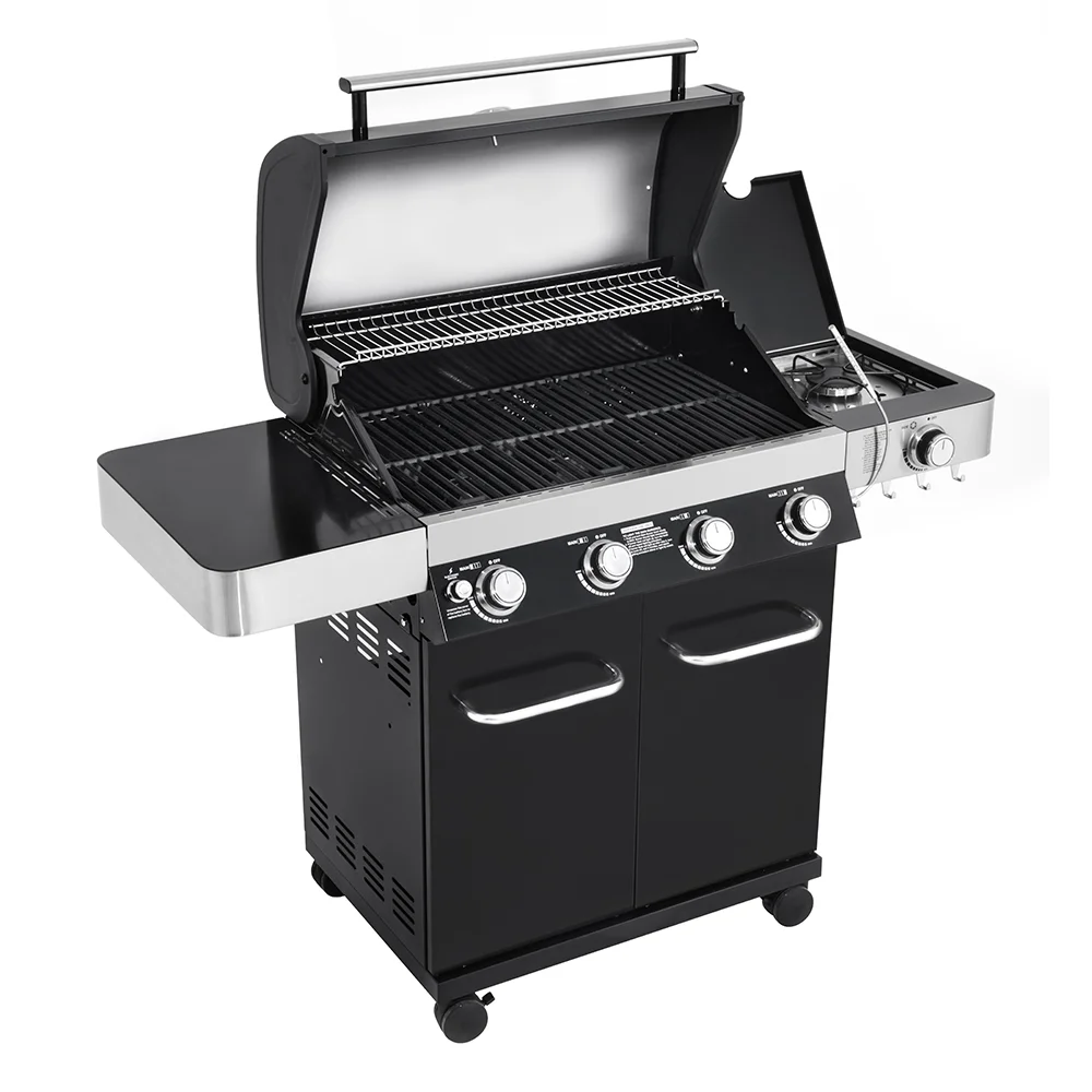 Monument Grills 4-Burner Liquid Propane 60000 BTU Gas Grill Stainless with Side Burner