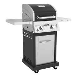Nexgrill Deluxe 2-Burner Grill: Foldable Side Shelves & 28000 BTUs for Compact Grilling