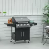 Outsunny Single Burner Portable Liquid Propane Gas Grill with Cabinet - Black 846-102V80BK