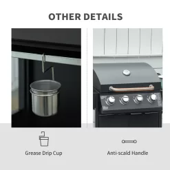 Outsunny Single Burner Portable Liquid Propane Gas Grill with Cabinet - Black 846-102V80BK