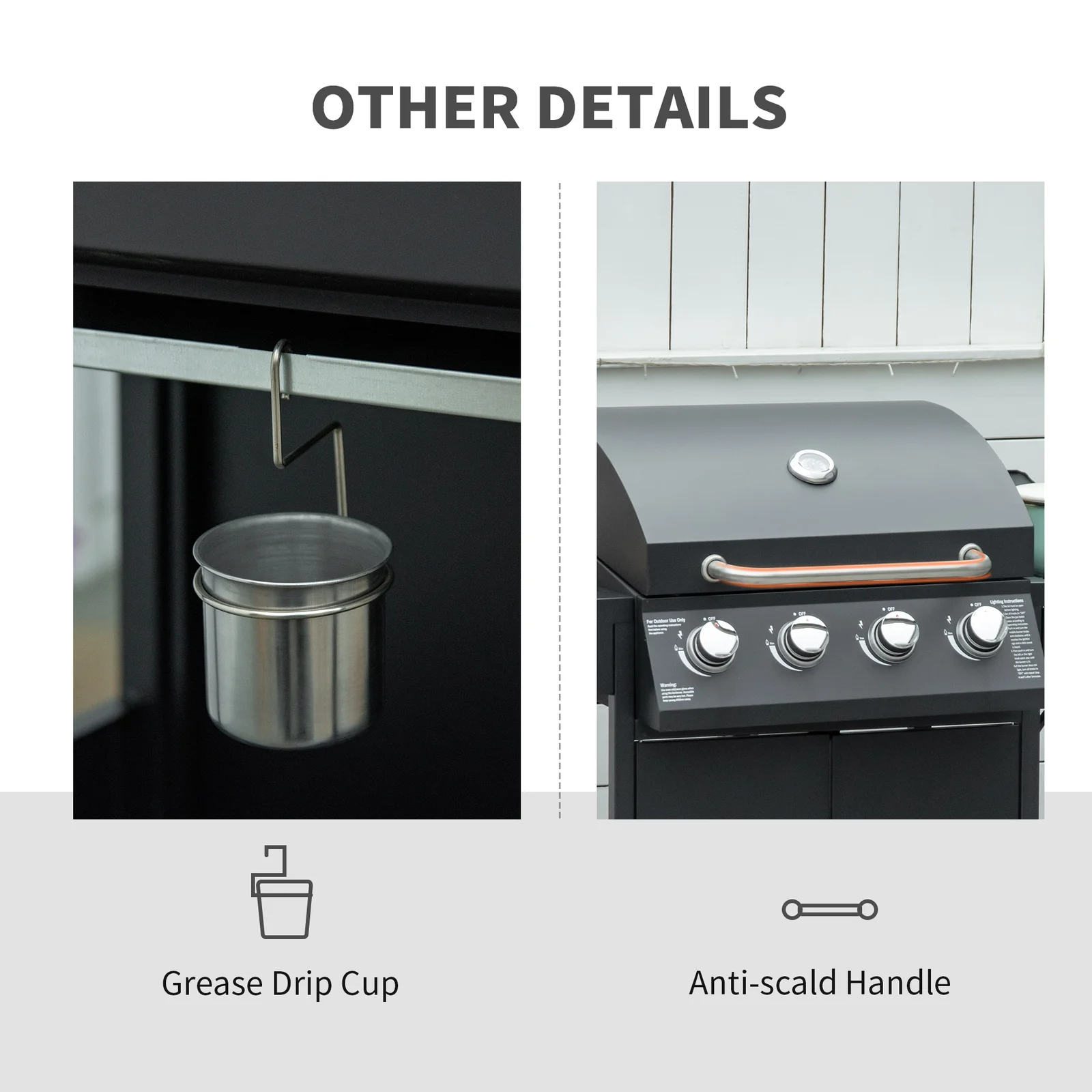 Outsunny Single Burner Portable Liquid Propane Gas Grill with Cabinet - Black 846-102V80BK