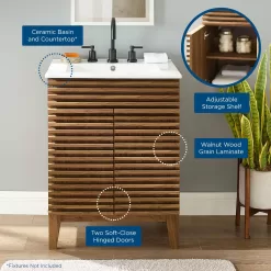 Modway Render Bathroom Vanity by Modway Walnut/White