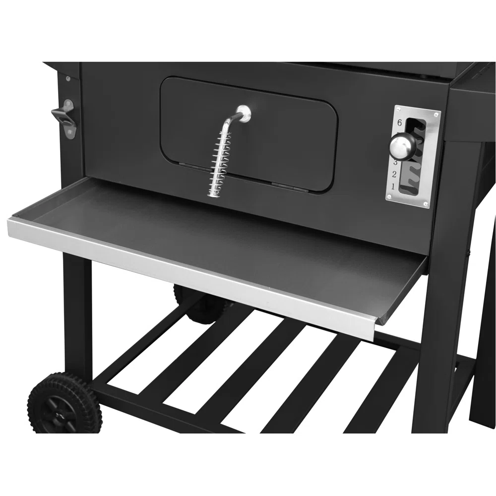 Royal Gourmet 24" Barrel Charcoal Grill with Side Shelves