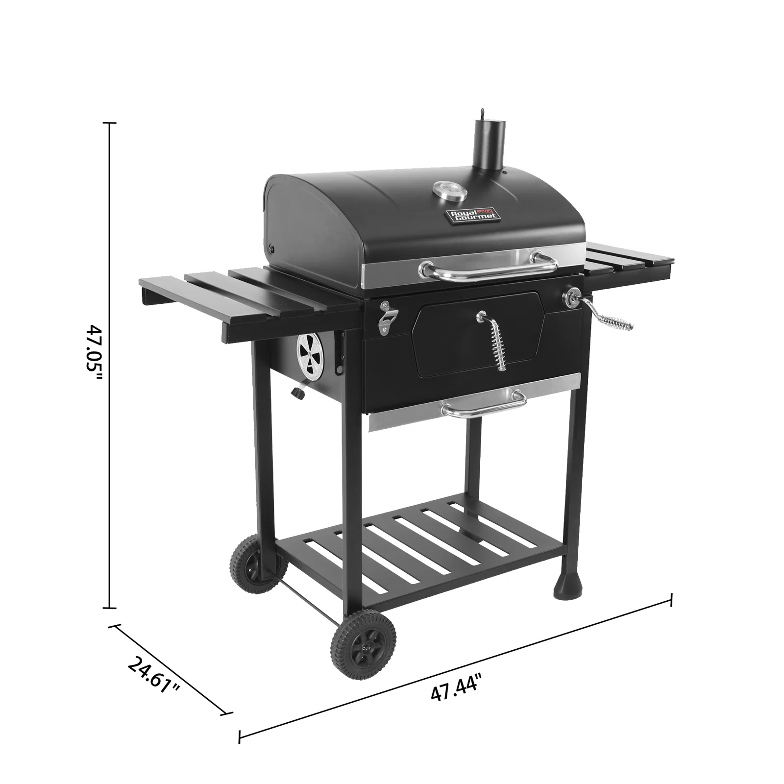 Royal Gourmet 24" Crop Barrel Charcoal Grill with Side Shelf and Cover CD1824EC