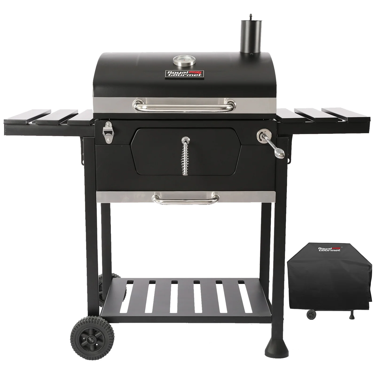Royal Gourmet 24" Crop Barrel Charcoal Grill with Side Shelf and Cover CD1824EC