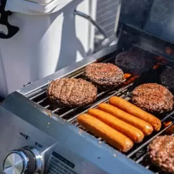 Monument Grills Tabletop Propane Gas Grill Stainless for Portable Camping Cooking with Travel Locks, High Lid