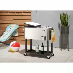 Trinity 100 Quarts Wheeled Serving Station/Cart , Stainless Steel/Dark Bronze
