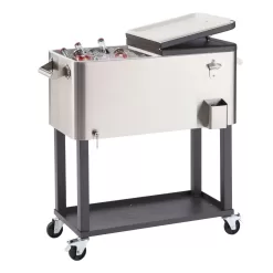 Trinity 100 Quarts Wheeled Serving Station/Cart , Stainless Steel/Dark Bronze
