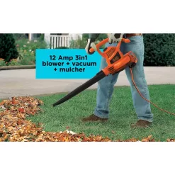 BLACK+DECKER BV3100 12 AMP 210 MPH 300 CFM Corded Electric 3-in-1 Handheld Leaf Blower, Vacuum & Mulcher