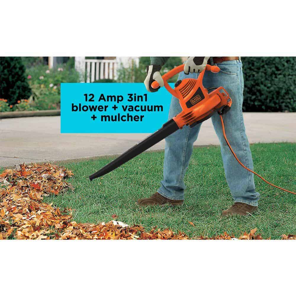 BLACK+DECKER BV3100 12 AMP 210 MPH 300 CFM Corded Electric 3-in-1 Handheld Leaf Blower, Vacuum & Mulcher
