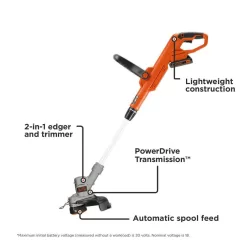 BLACK+DECKER LST300 20V MAX Cordless Battery Powered 2-in-1 String Trimmer & Lawn Edger Kit with (1) 2Ah Battery & Charger