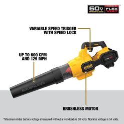 Alternative view of DEWALT 60V MAX FLEXVOLT Leaf Blower, Cordless, Handheld, 125-MPH, 600-CFM, Tool Only (DCBL772B)