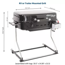 Flame King YSNHT400 RV Mounted BBQ Gas Side Mount Portable Propane Grill in Black