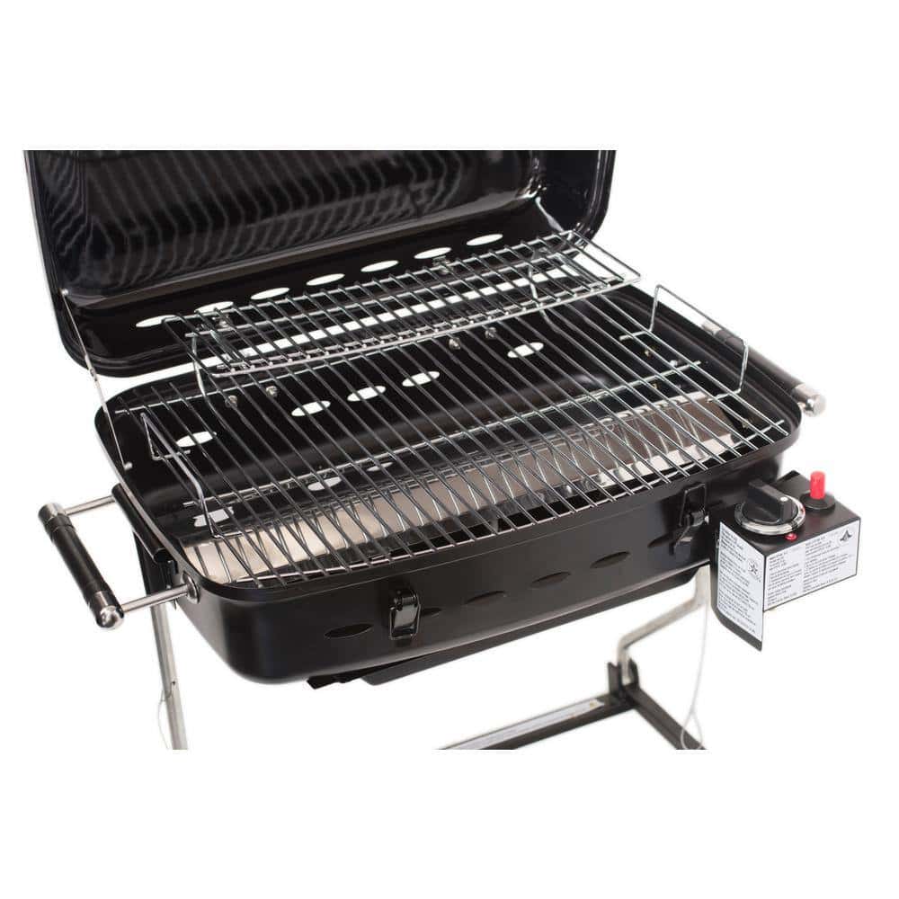 Flame King YSNHT400 RV Mounted BBQ Gas Side Mount Portable Propane Grill in Black
