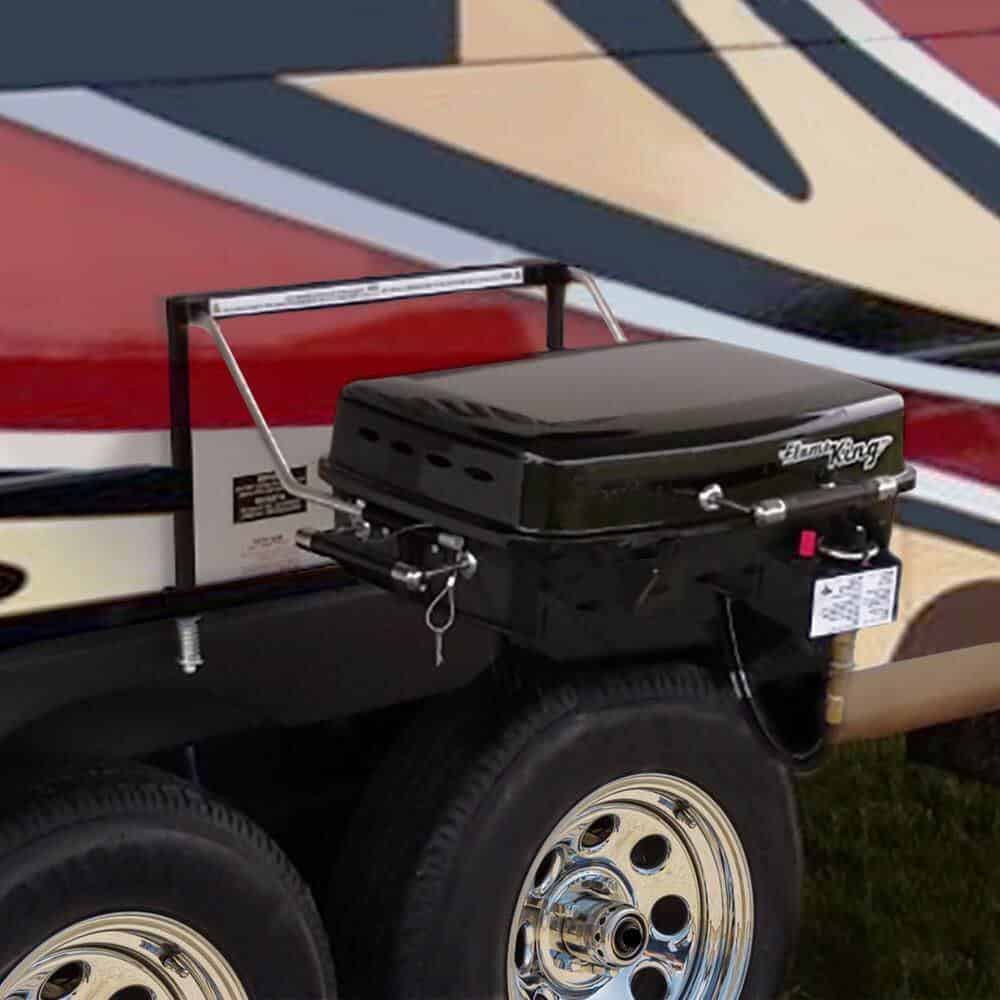 Flame King YSNHT400 RV Mounted BBQ Gas Side Mount Portable Propane Grill in Black