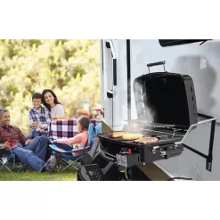 Flame King YSNHT400 RV Mounted BBQ Gas Side Mount Portable Propane Grill in Black